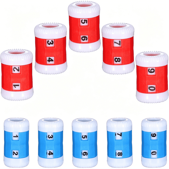 GJX 10 Pack 2 Sizes Plastic Row Counter for Knitting,Stitch Counters for Crocheting,Knitting Row Counter for Recording the Number of Weaving Rows (5 Large Blue and 5 Small Red)