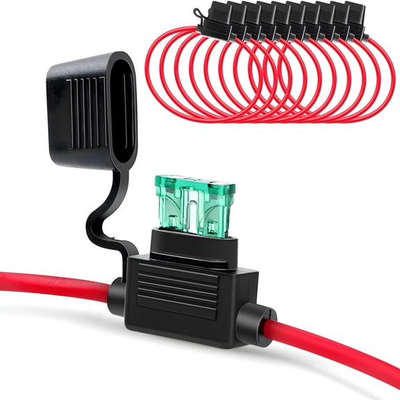 GJX 10 Pack Inline Holder 14Awg Wiring Harness Atc/Ato 30Amp Blade Automotive Fuse Holder 10, 2 Years Warranty