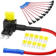 GJX 10 Pack Micro 2 Fuse TAP 12V Car Add a Circuit Blade Adapter with 20A Fuses Holder Add On Dual Circuits Adapters for Cars, Trucks, Boats, Blue, Red, Black, Yellow