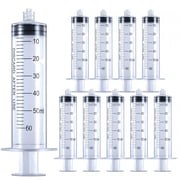 GJX 10 Pack Plastic 60Ml Syringe for Liquid - Large Liquid Measuring Syringes Without Needle for Scientific Labs, Feeding Dogs Meds, Oil Or Glue Applicator