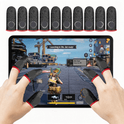 GJX 10-Pack Pro Gaming Finger Sleeves Ultra-Thin 0.3Mm Silver Fiber,High Sensitivity,Anti-Sweat&Breathable Thumb Cover Gloves for Pubg/Cod-Fits Mobile Phone/Ipad Tablet Touchscreen