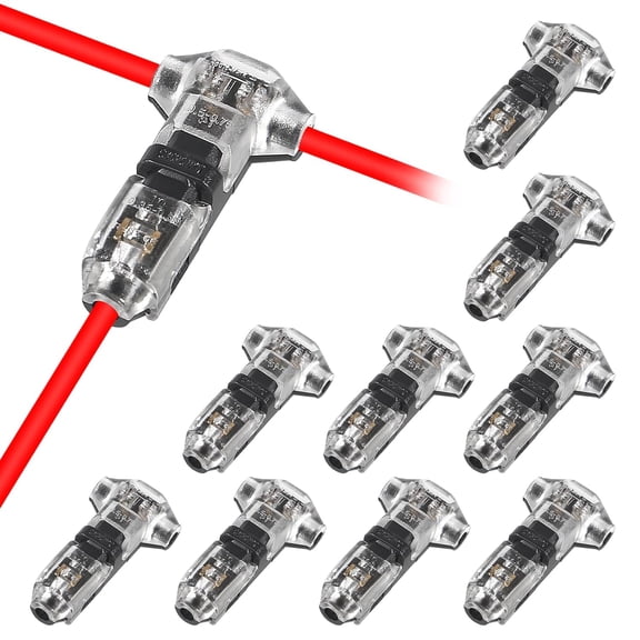GJX 10 Pack T Type 1 Pin Low Voltage Wire Connector,Quick Solderless Wire Splice Connector,T Tap Wire Connectors,No Stripping 2 Way Wire Connectors for 24-20 Awg Cable
