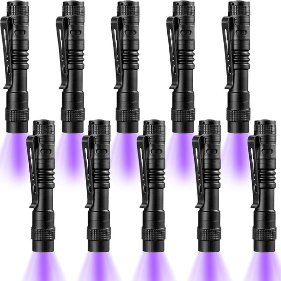 GJX 10 Pack Uv Black Light Flashlight Mini 395Nm Pen Light with Clip Led Handheld Blacklight Detector for Leak Pet Urine Hotel Inspection Dry Stain and Bed Bug,Small