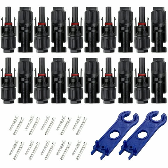 GJX 10 Pairs MC4 Solar Connectors, Waterproof IP67 PV Panel Plugs, 30A 1000V Male & Female Crimp Terminals