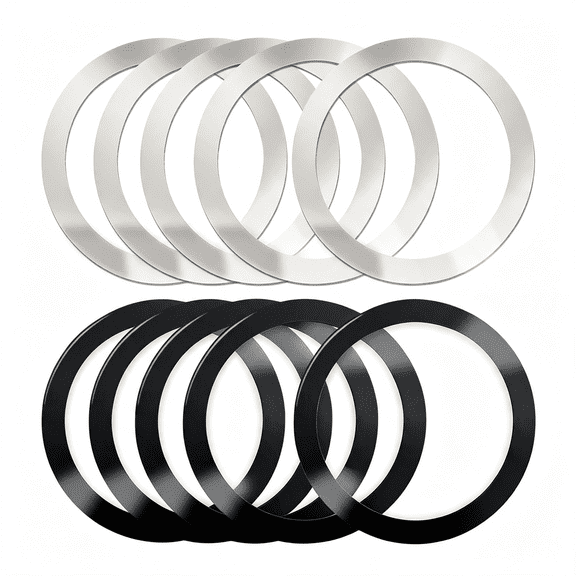 GJX 10 Pieces Wireless Charger Universal Metal Rings with Sticker,2 Colors Ultra Thin Metal Rings Compatible with Magnetic Magsafe Wireless Charger Car Charger on Most Smartphone,No Magnet