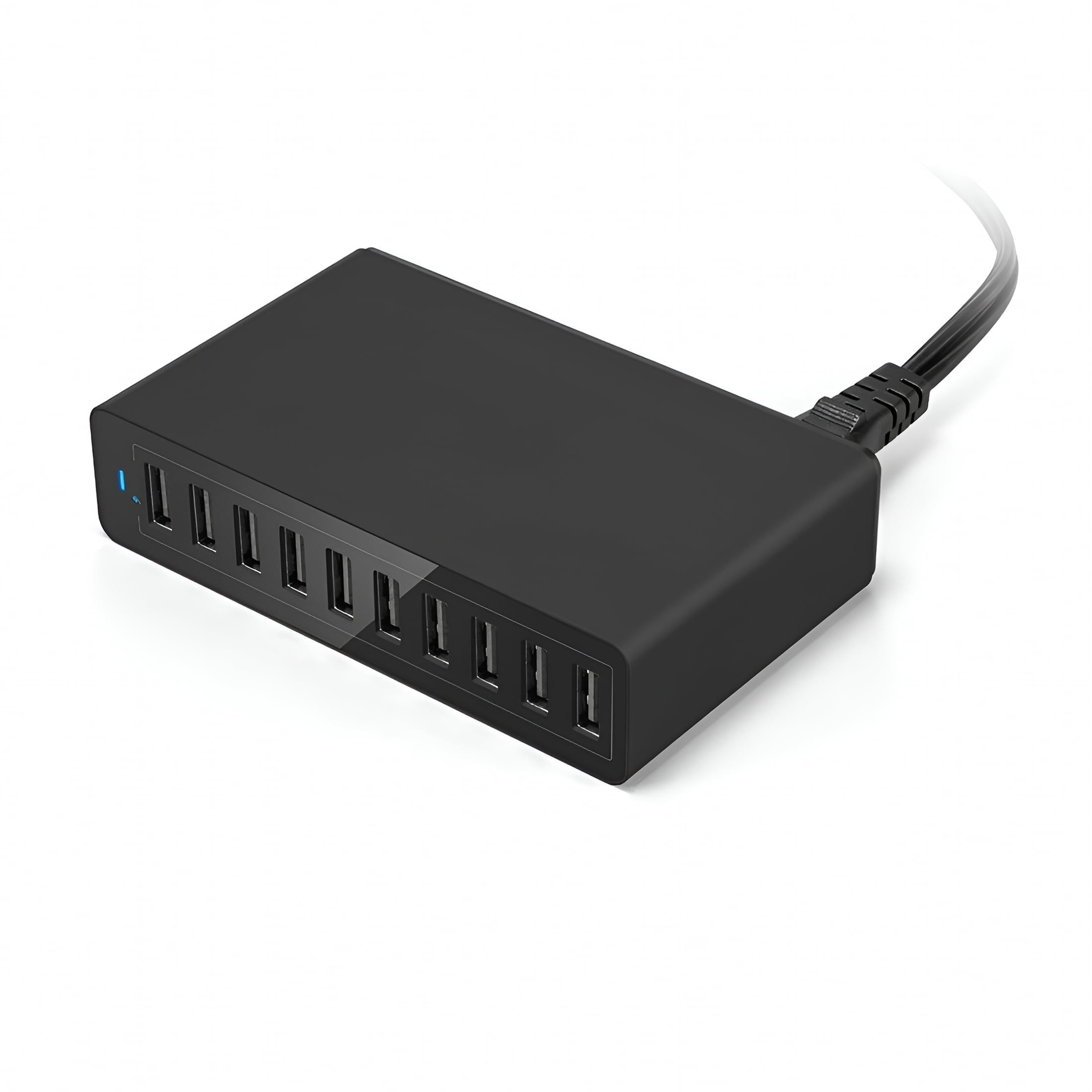 GJX 10 Port USB Charging Station Hub Multifunctional Fast Charger USB AC Power Desktop Wall Charger Organizer with US Plug (Black)