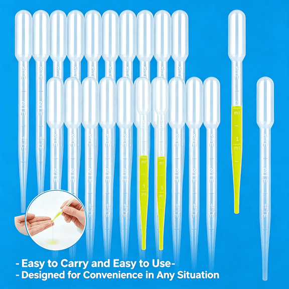 GJX 100Pcs 1Ml/2Ml/3Ml/5Ml Disposable Plastic Transfer Pipettes,Plastic Pipettes,Calibrated Dropper Suitable for Science Laboratory