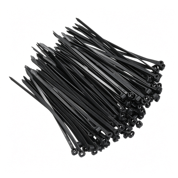 GJX 100Pcs Black Zip Ties 4 Inch, Cable Ties with Metal Tooth Stainless Steel Locking Device Nylon for Indoor Outdoor Garage Metal Tooth Stainless Steel Locking Device Cable Clips