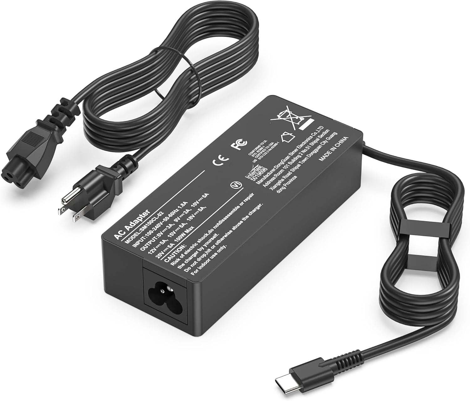 GJX 100W Usb C Laptop Charger Universal Compatible with Thinkpad Yoga Chromebook,Mac Book,Hp,Dell,Acer, Asus,,Google and All Usb Type C Devices,Fast Adapter Power Cord Supply