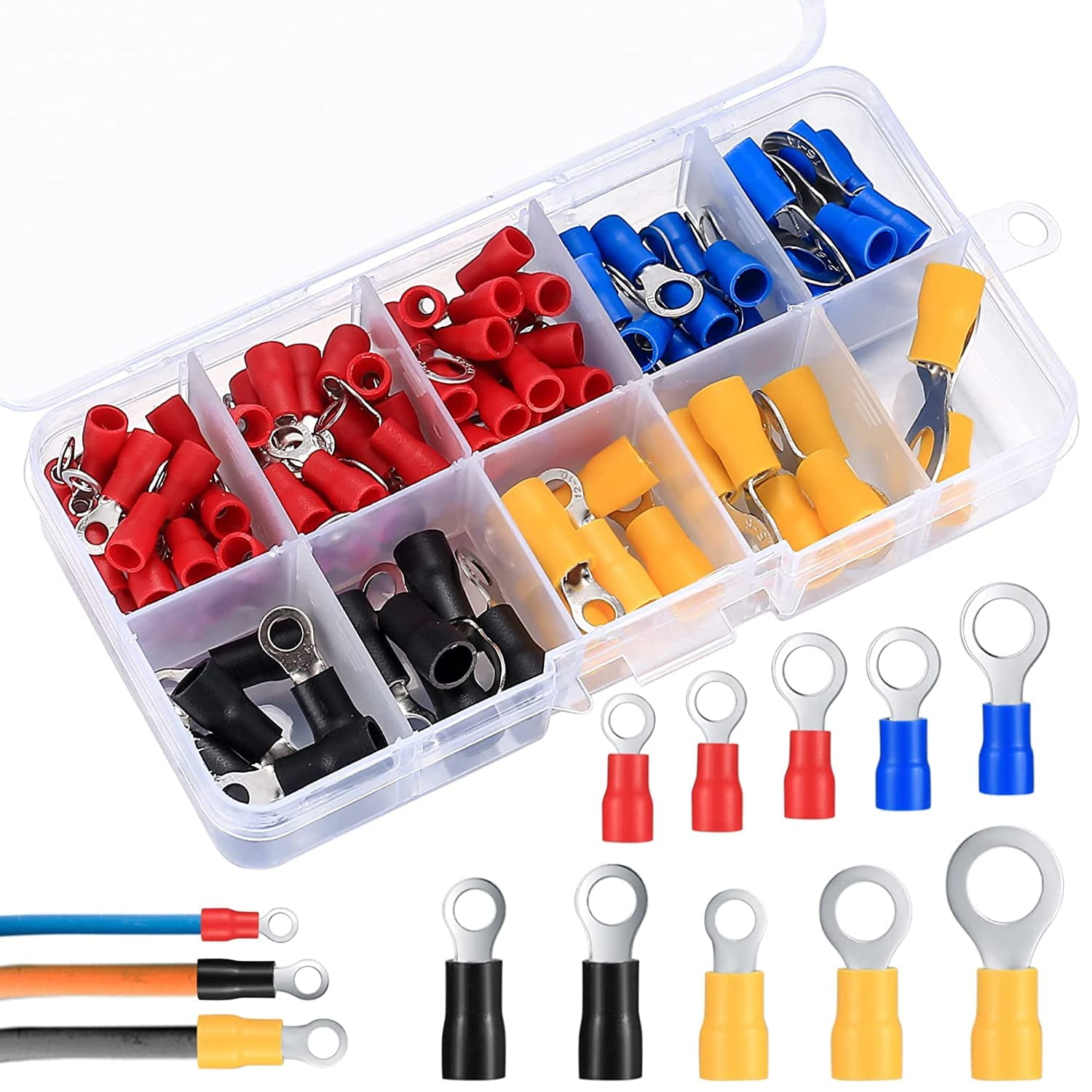 GJX 102 Pcs Disconnect Electrical O Ring Crimp Terminals Connectors ...