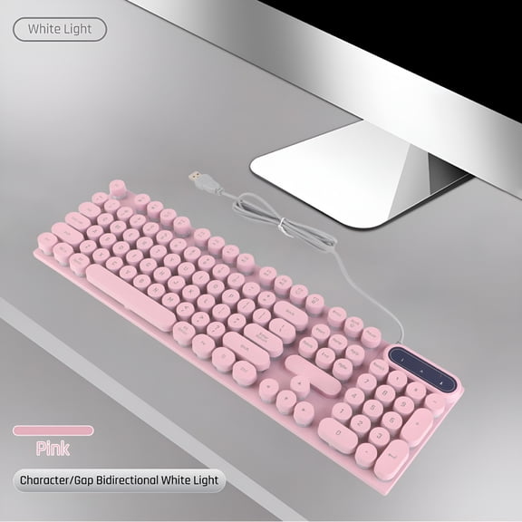 GJX 104-Key Wired Gaming Keyboard,Backlit,Ergonomic,Foldable,Ergonomic Keyboard for Desktop&Laptop Gamers,Pink Keyboard