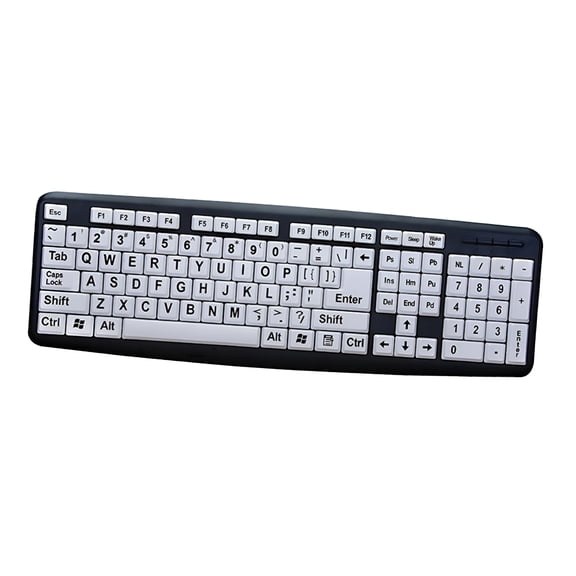 GJX 107 Keys Large Print Computer Keyboard High Contrast White Keys USB Wired Full Size Keyboard for Seniors Beginners Students Accessibility Office Home Use