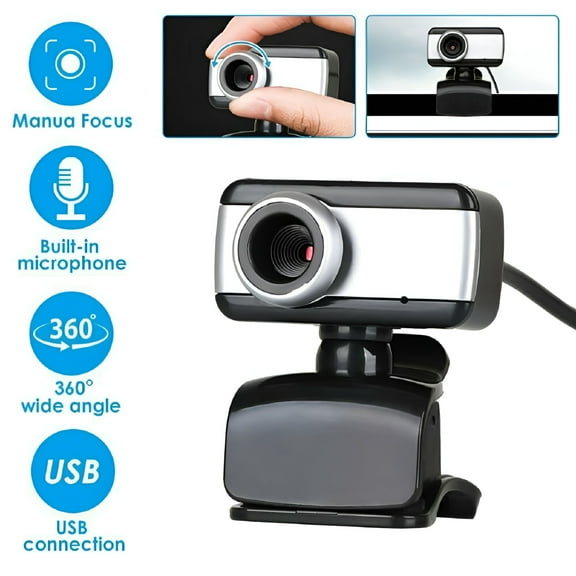 GJX 1080P Full HD USB 2.0 Webcam for PC Desktop & Laptop - Web Camera with Microphone/FHD 480P USB Connection Silver