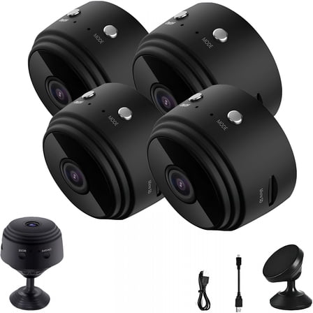 GJX 1080P HD Magnetic Mini Wireless WiFi Cameras with Wide-Angle Lens & Smart Alarm for Home, Door, Garage (4Pcs)