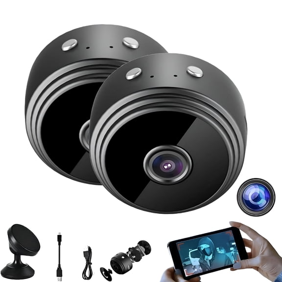 GJX 1080P HD Mini Security Camera, Wireless WiFi Indoor Outdoor Cam with Night Vision, Magnetic Surveillance for Home Office Garage, App Remote Monitor, Motion Alert, Supports 128GB TF Card