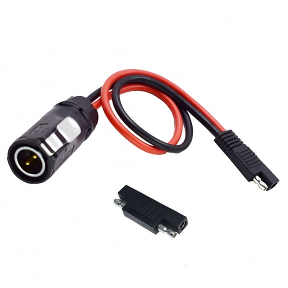 GJX 10AWG Solar Panel Plug to SAE Connector Cable, 2 Pin Circular Power Cord with Reverse Polarity Adapter, Tinned Copper Wire for RV Battery, Portable Power Station, 15.7 Inch Black