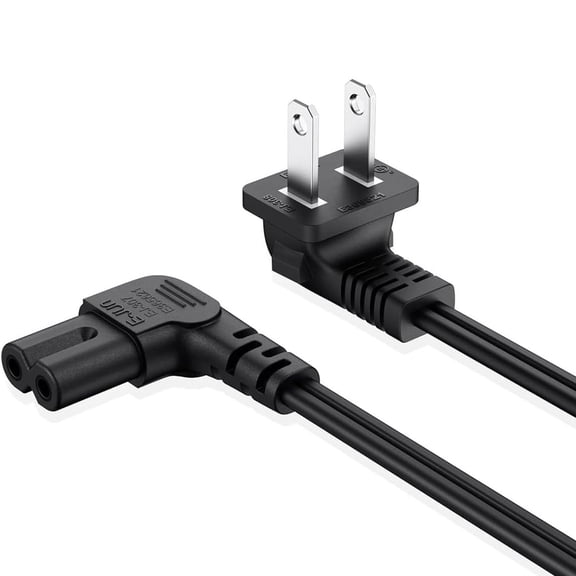 GJX 10Ft Longer Tv Power Cord Replacement for Tv 24" 32" 40" 43" 48", Un40 Un43 Un48 Charger Cable, 90 Degree Angled 18Awg 2-Prong to L-Shaped C7 Power Cord