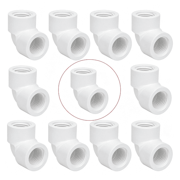 GJX 10Pack 1/2" Double Female Thread 90 Degree Pvc Elbow Pipe Fitting Connector 1/2" F to F Threaded 90 Degree Elbow Pvc Corner Adapter Pipe Fitting for Sprinkler,Irrigation