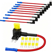 GJX 10Pcs Micro2 Fuse Tap, 12V Micro Ii with 20A Fuses Holder, Car Add a Circuit Fuse Tap Adapters, Car Atr Blade Adapter Add on Dual Circuits for Vehicles Trucks Boats Micro2