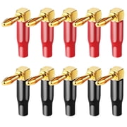 GJX 10Pcs Right Angle Speaker Plugs 4Mm/0.16" 90 Degree Connector Right Angle Banana Plugs for Speaker Wire Red and Black