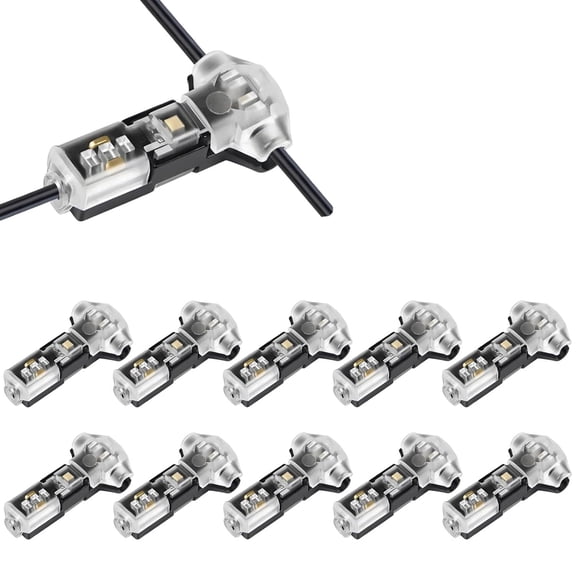GJX 10Pcs T Tap Wire Splice Connectors,Low Voltage Wire Connectors 18-22 Awg | 3 Way 1 Pin Wire Connectors for Led Strip Lights,Diy,Low-Voltage & Model Kit,No Stripping Cutting