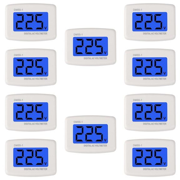 GJX 10Pcs Voltage Test Monitor,Plug in Digital Volt Meter for Rv,Ac 80-300V Flat Us Plug Lcd Display Voltmeter 110V 220V Voltage Measuring Monitor Panel Power Line Volt Tester Gauge
