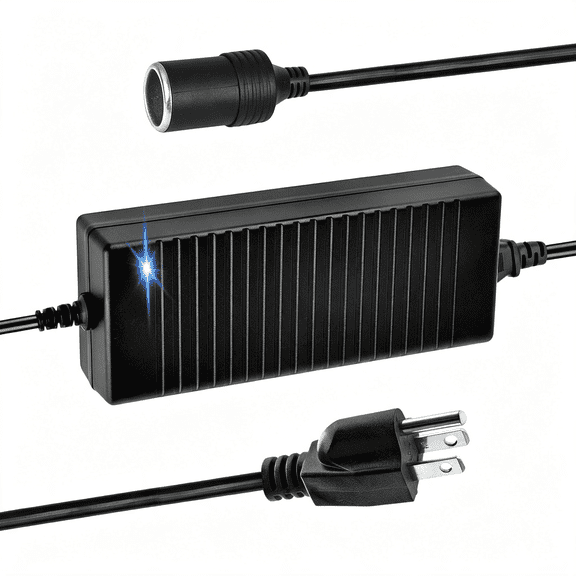 GJX 110V to 12V Converter,15A 180W Ac to Dc Adapter,12 Volt Cigarette Lighter Adapter to Wall Plug for Car Refrigerator,Tire Inflator,Vacuum Cleaner,Iceless Cooler,Air Pump (D)