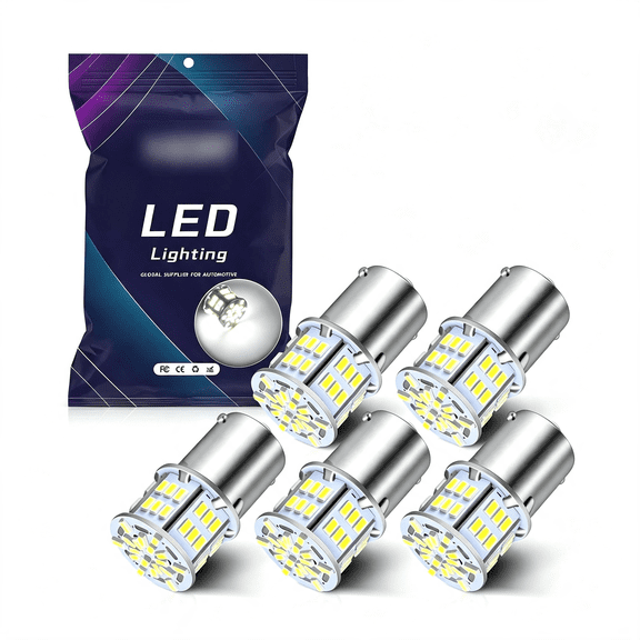 GJX 1156 Led Bulb New Generation 12V Super Bright Low Power ! 650 Lumens 1156 1141 1003 Led Light Bulb for Back Up Reverse Lights Brake Lights Tail Lights Rv Lights,White,Pack of 5