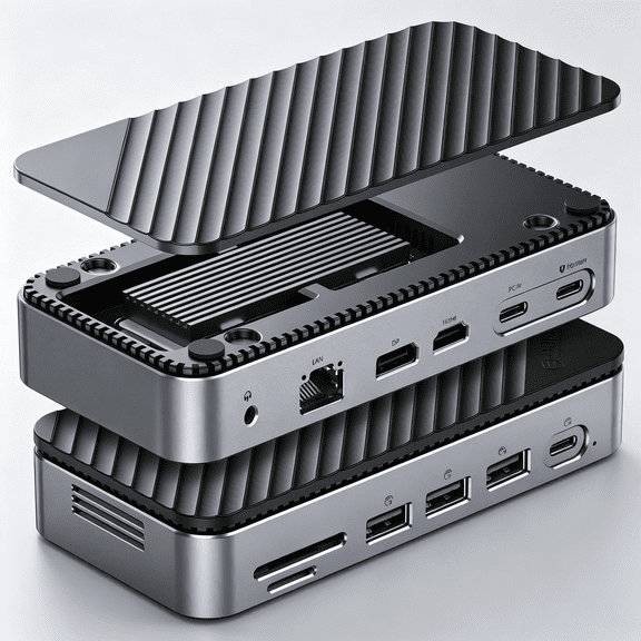 GJX 12-In-1 Usb C Hub with M.2 Ssd Enclosure,Usb C Docking Station Dual Monitor Dp 8K@30Hz\/4K@60Hz,10Gbps Usb,Gigabit Ethernet,100W Pd,Sd Tf Reader for Mac & Windows Laptops