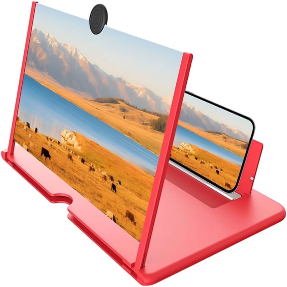 GJX 12-Inch 3D HD Smartphone Screen Magnifier, Foldable Portable Phone Amplifier with Eye Protection, Universal Mobile Stand