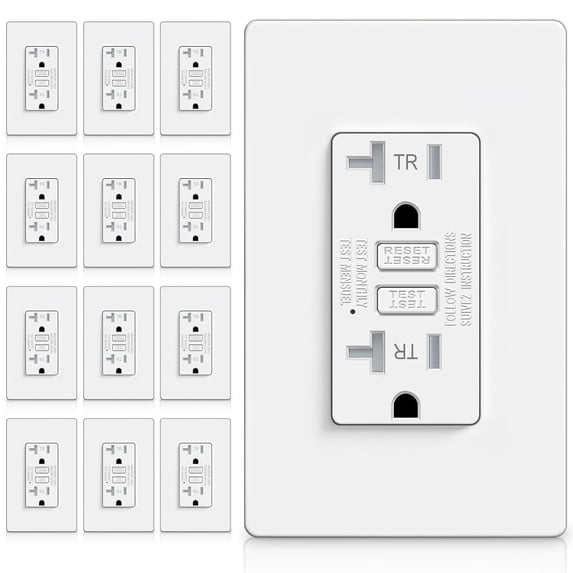 GJX 12 Pack 20 Amp Tamper Resistant Gfci Outlets, Slim Design, 20A Gfi ...