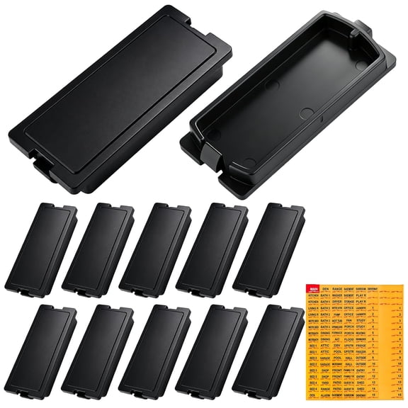GJX 12 Pack Breaker Filler Plate for Circuit Breaker Panel Cover Breaker Panel Blanks for 1 Inch Circuit Breaker Filler with Electrical Panel Label Stickers,Black
