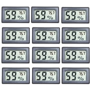 GJX 12-Pack Mini Digital Hygrometer & Thermometer, Indoor Humidity Gauge Sensor for Home, Office, Greenhouse, Storage Room