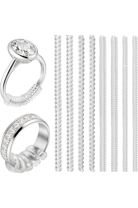 12 Pcs Ring Size Adjuster for Loose Rings, Invisible Ring Sizer Adjuster for Loose Rings, 4 Sizes Ring Resizer Guards Inserts Tightener Spacer Fitters for Too Big Rings, Without Resizing