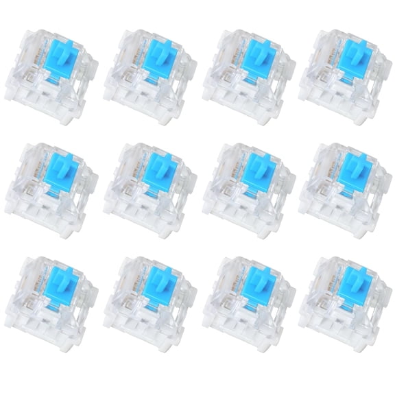 GJX 12 Pieces Blue Mechanical Keyboard Switches, 3 Pin Pre-Lubricated Clicky Key Switches, Dustproof and Waterproof Keyboard Accessories for Mechanical Gaming Keyboard