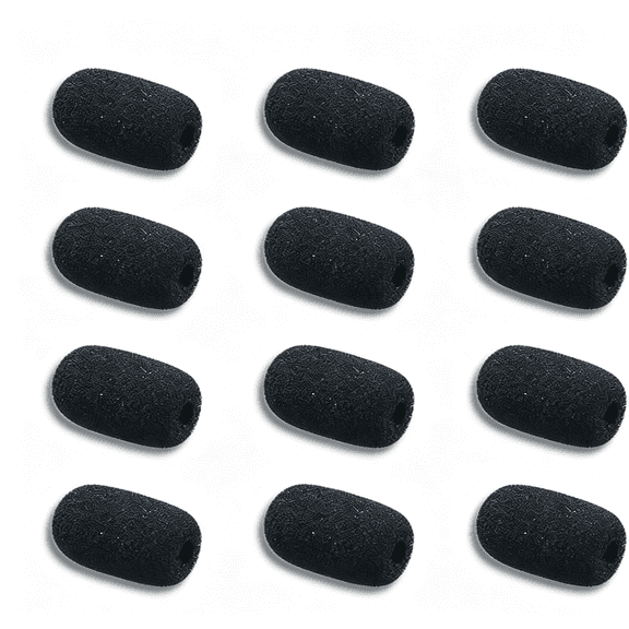 GJX 12 Pieces Foam Windscreen for Headset Microphone,0.2" Diameter Microphone Pop Filter Windscreen Mic Cover High Density Mini Foam Cover Shield Protection Foam Replacement for Headset Mic