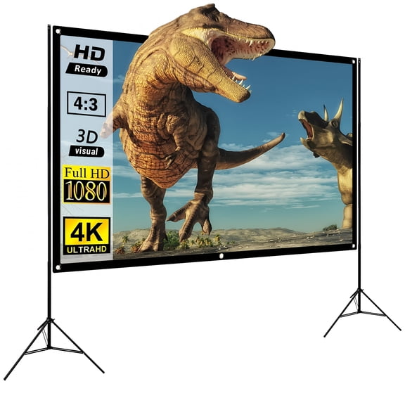 GJX 120 Inch Portable Projector Screen, Foldable HD Movie Display with Black Border, Anti-Crease Polyester Canvas for Outdoor Backyard Camping, Home Theater, Presentations (Stand Not Included)