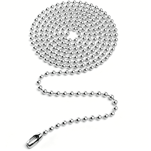 GJX 120-inch Ceiling Fan Pull Chain, Pull Chain Extension for Ceiling Fans and Light Fixture, Rust Proof Stainless Steel 3mm Beaded Ball Chain with 12 Matching Connectors (Silver)