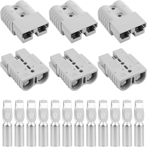 GJX 120A 600V Battery Quick Connect/Disconnect with 2/4/6 AWG, 6PCS Jumper Cable Plug Connector, Compatible for Rescue Winch, Motor Recovery, Trailer, Traction System(Gray)
