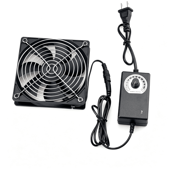 GJX 120Mm Computer Fan with Ac Plug and Speed Controller,120V 110V 220V Axial Muffin 12V Fan for Pc Server Cabinet Dvr Tv Router Greenhouse
