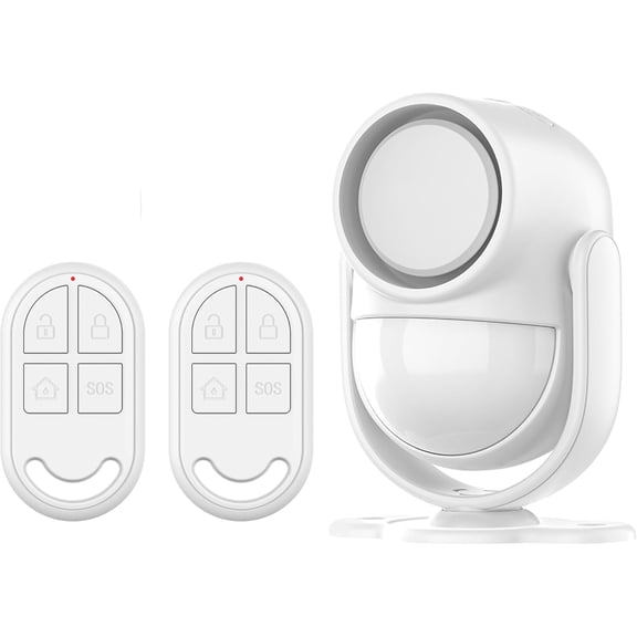 GJX 125dB Wireless Security Alarm System with 328ft Remote & 40ft PIR Motion Sensor - Indoor/Outdoor Siren Alarm for Home, Garage, Warehouse, Store - Battery Included (White)