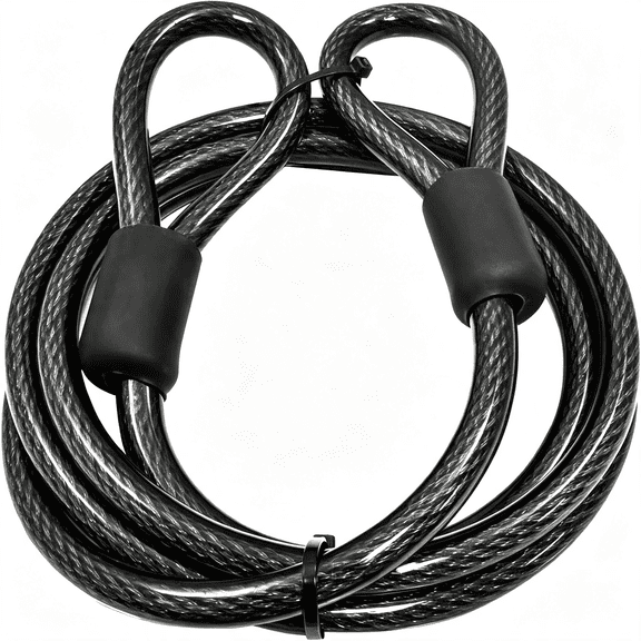 GJX 12Mm (1/2 Inch) Heavy-Duty Security Cable, Vinyl Coated Braided Steel with Sealed Looped Ends (4', 7', 10', 15' Or 30') Cable Lock (4-Ft)