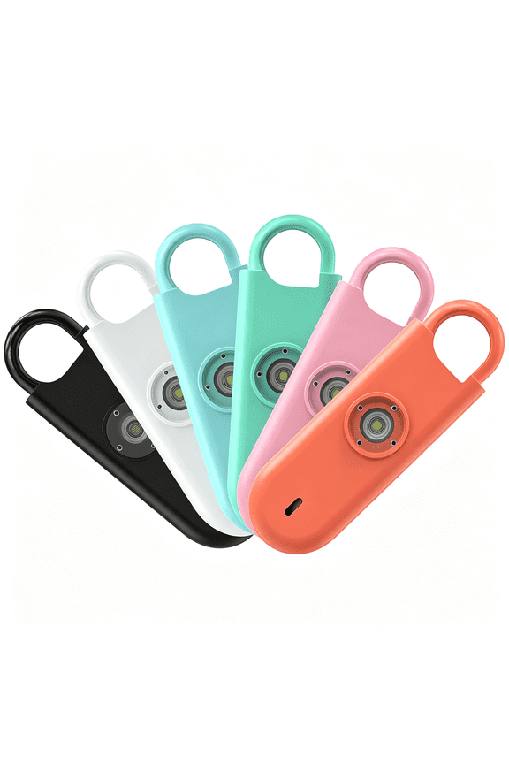 140Db Personal Safety Alarm for Women, 6 Pack Safe Alarm Protection Keychain with Strobe Light & Low Battery Notice, Security Siren Self Defense for Kids Seniors College Girls, Multicolor