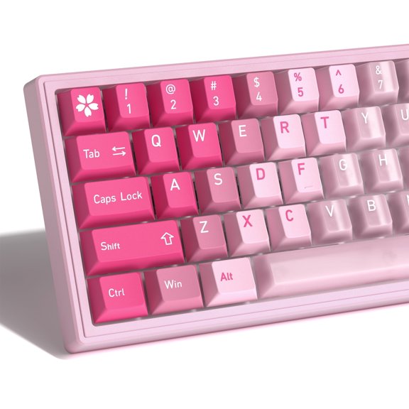 GJX 150 Keys Pink Keycaps Cherry Profile Clear Keycaps Set Fit for 61/64/87/104/108 Cherry Mx Switches Mechanical Keyboard,Translucent Keycaps