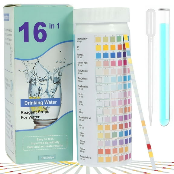 GJX 16 in 1 Water Testing Kit for Drink Water Accurate Water Test Strips Water Quality Measurement Strips Kits for Hardness pH Lead Mercury Copper and More