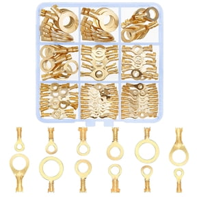 GJX 160 Pcs Copper Ring Terminals, M3/M4/M5/M6/M8/M10 Brass Wire Connectors, Open Barrel Wire Ring Cable Lugs Crimp Kit, Brass Copper Ring Crimp Cable Terminals Electrical Terminals Kit