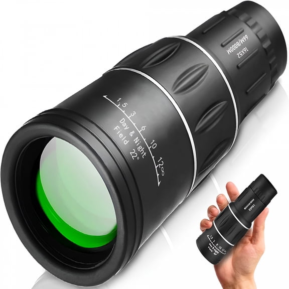 GJX 16X52 High Power Monocular Telescope,Black,Prism with Multi-Coated Lens,Wide Field of View,For Gifts,Outdoor Viewing,Bird Watching,Hiking,Concert,Travelling