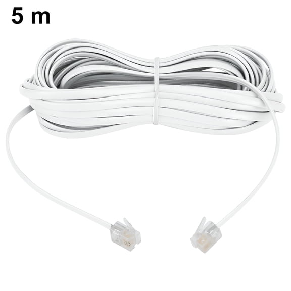 GJX 16ft Landline Phone Cord with RJ11 Inline Coupler, Oxygen Free Copper Telephone Extension Cable for Fax Modem Answering Machine, 28AWG Gold Plated Connectors, White