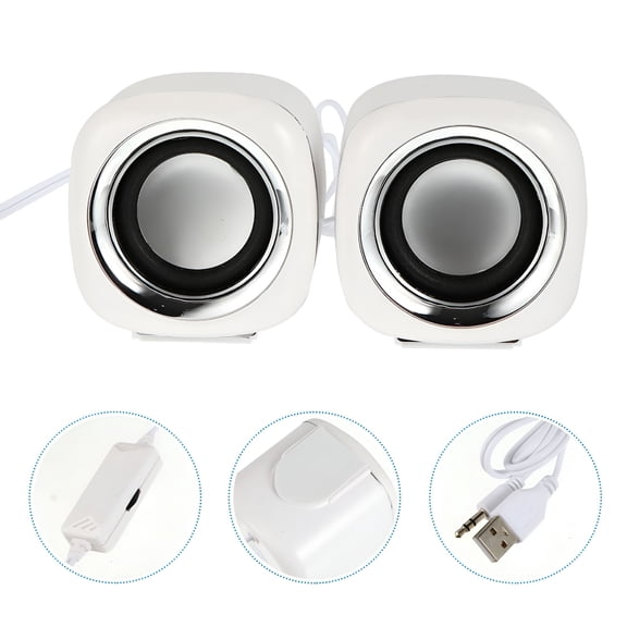 GJX 1Pair Beige Usb Powered Desktop Computer Speaker with Stereo Sound And Volume Control Speaker for Monitor