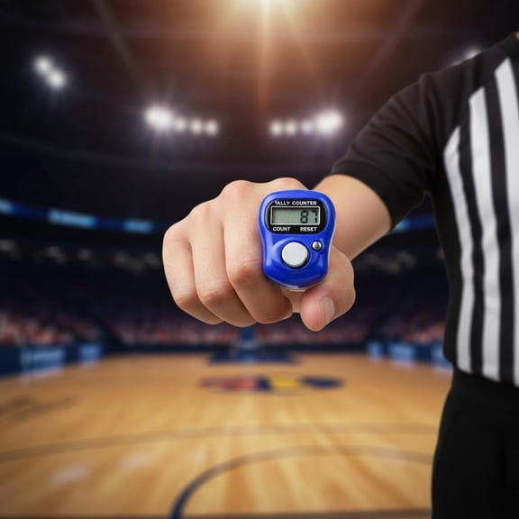 GJX 1Pc Blue 5 Digit LED Digital Row Counter, Display Counter Clicker, Handheld Number Click Counter, Electronic Finger Counter Hand Tally Counter with Ring for Golf, Track and Field Lap Counters